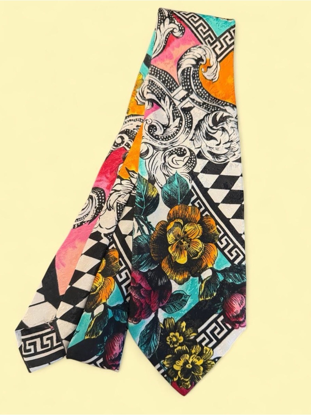 Capelli of New York Floral Multicolor Silk Tie - Yellow, Teal, Pink, Black